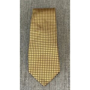 Kiton Napoli Yellow Gold Geometric Medallion 100% Silk 7-Fold Tie Made in Italy